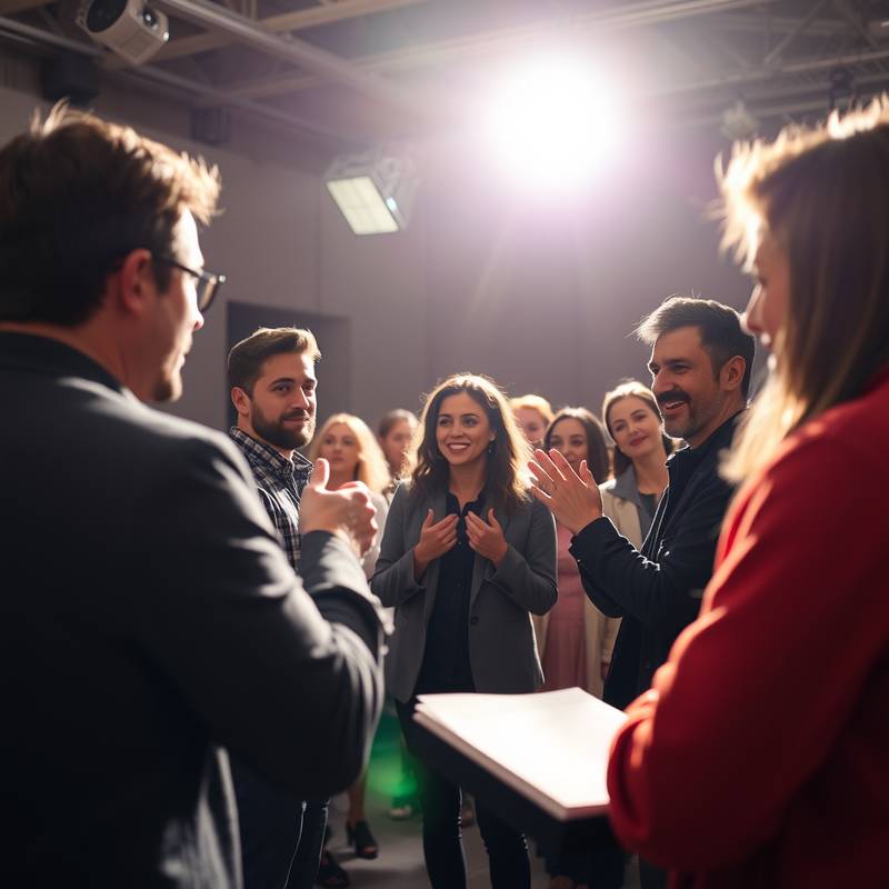 Actors performing an audition in front of a camera