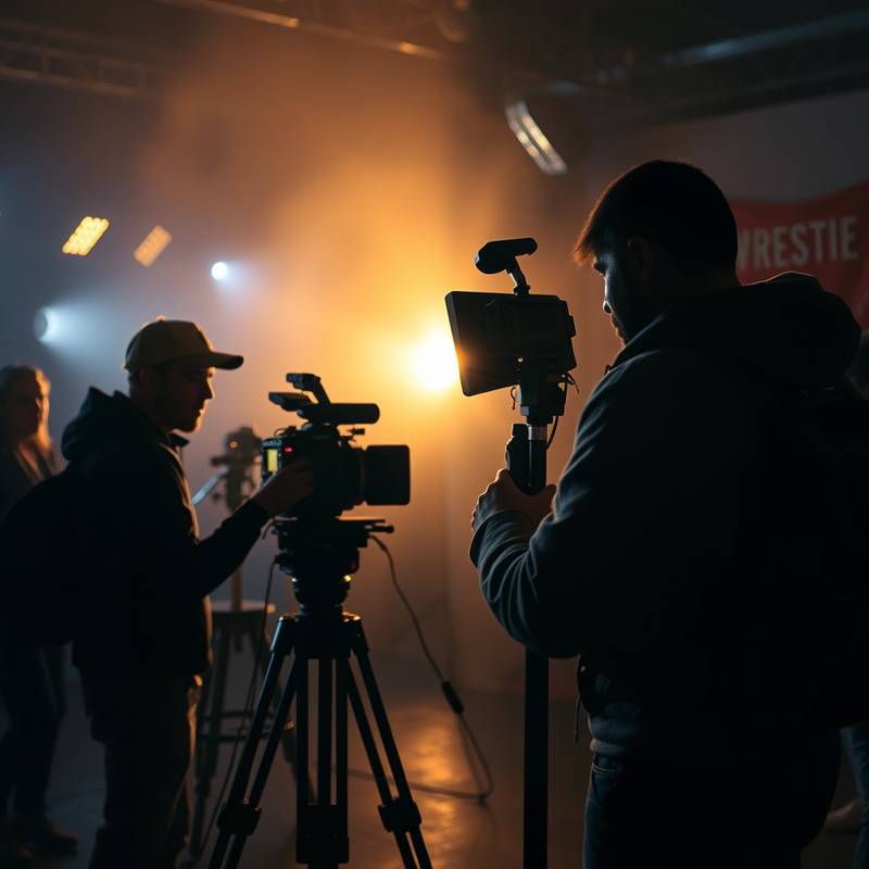 Film crew working on a movie set